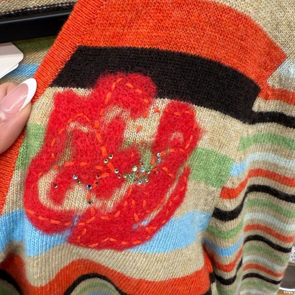 Vintage Escada Sport Floral Cashmere Cardigan Sweater Size Small (NWT) - Picture 6 of 7